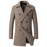 Men's Blazer Collar Double Breasted Coat Khaki