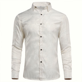 Slim Fit Embroidered White Paisley Shirt