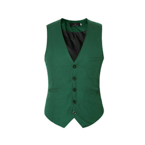 Slim Fit Solid Color Fashion Vest Green