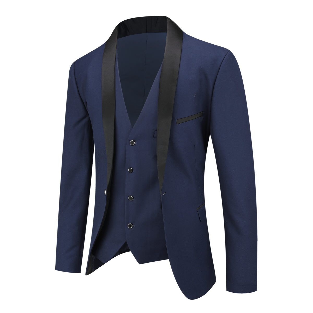 Slim Fit One Button Casual Blue 3-Piece Suit