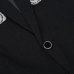 Silver Wings Black Blazer Dress Floral Blazer