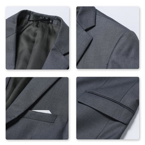 Mens Solid Color One Button Single Breasted Blazer Grey