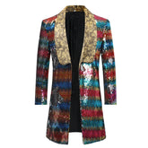 Rainbow Gradual Sequins Md-Long Blazer