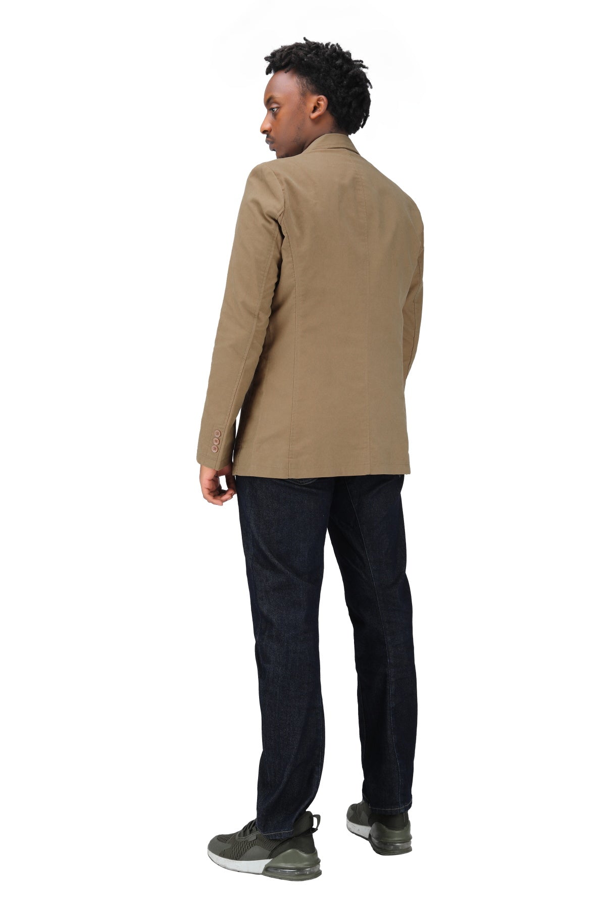 Cotton Light Khaki Jacket Two-Button Casual Blazer