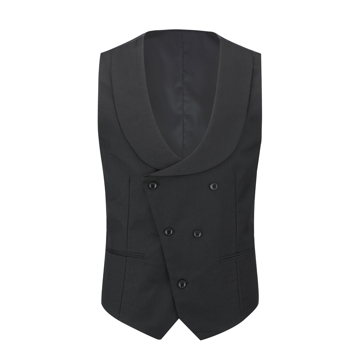 Men's 3-Piece Fashion One Button Color-Blocking Suit Black - Cloudstyle