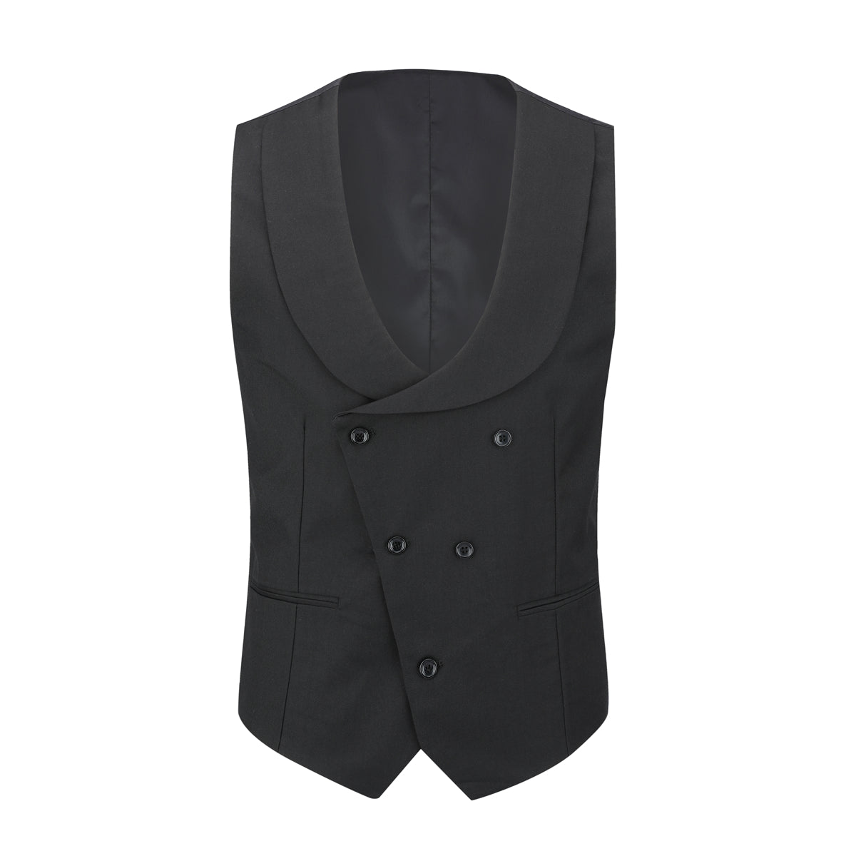 Men's 3-Piece Fashion One Button Color-Blocking Suit Black