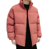 Men's Solid Color Stand Collar Cotton Coat Red