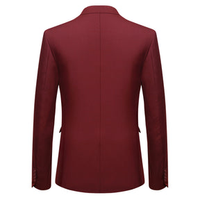 Mens 2-Piece Slim Fit Two Button Wine Red Suit