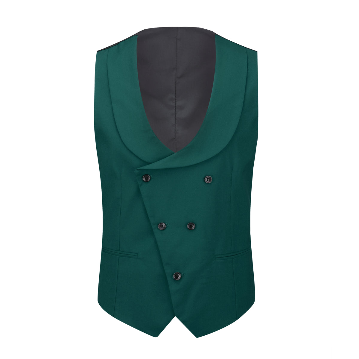 Men's 3-Piece Fashion One Button Color-Blocking Suit Dark Green - Cloudstyle