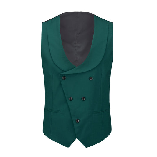 Men's 3-Piece Fashion One Button Color-Blocking Suit Dark Green - Cloudstyle