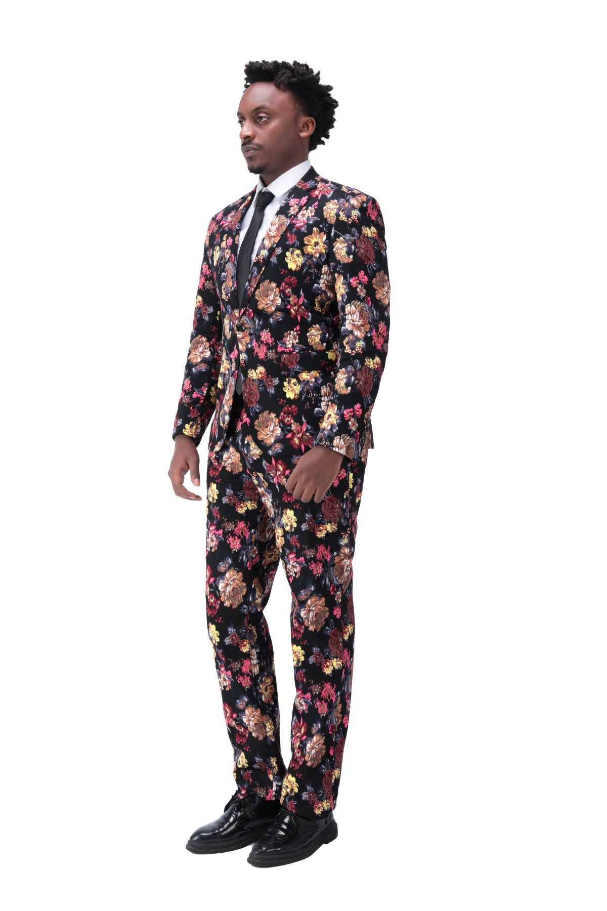 2-Piece Slim Fit Floral Print Maroon Suit
