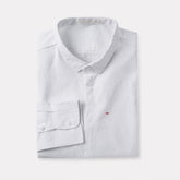 White Slim Fit Solid Linen Casual Shirt