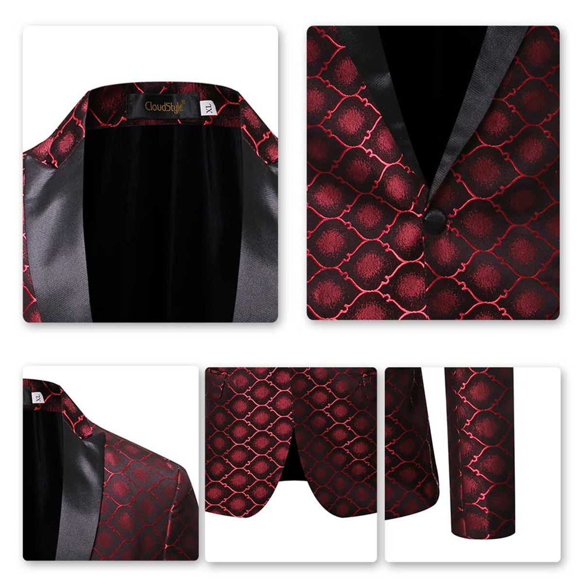 Men's Fashion Fish Scales 2-Piece Suit Red