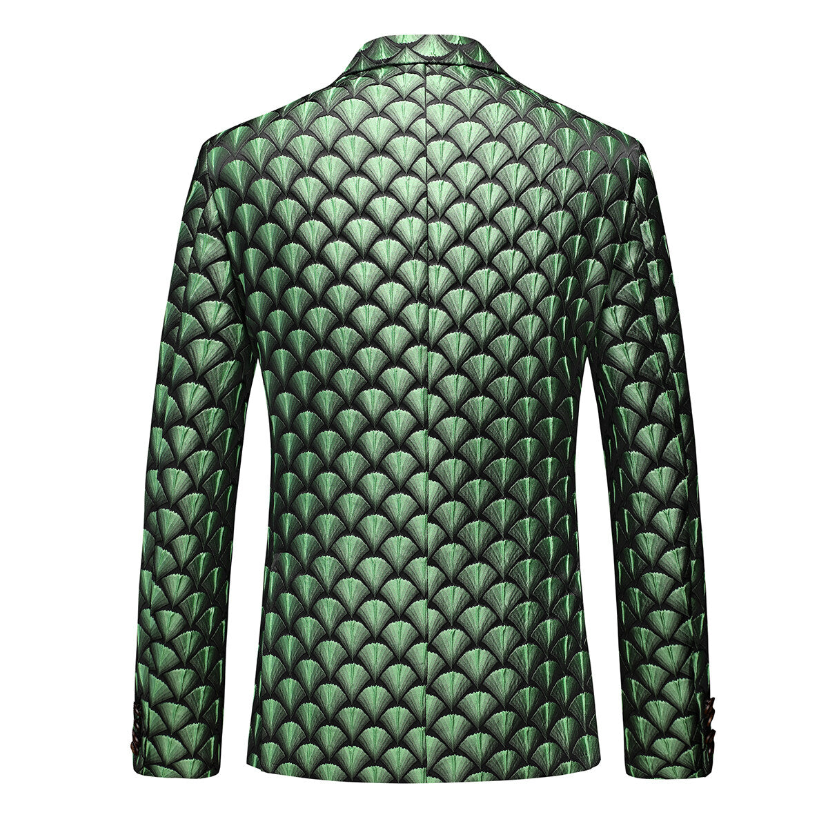 2-Piece Men's Printed Fish Scale One-Button Suit Green