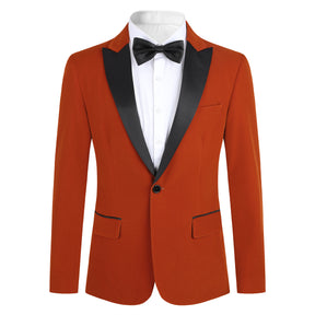 Slim Fit 2-Piece Orange Pleuche Velvet Tuxedo Suit