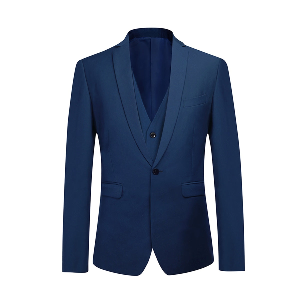 3-Piece One Button Formal Suit Blue Suit-Cloudstyle