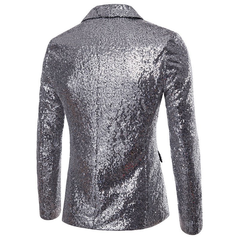 Silver Shiny Sequin Jacket Party Tuxedo Blazer