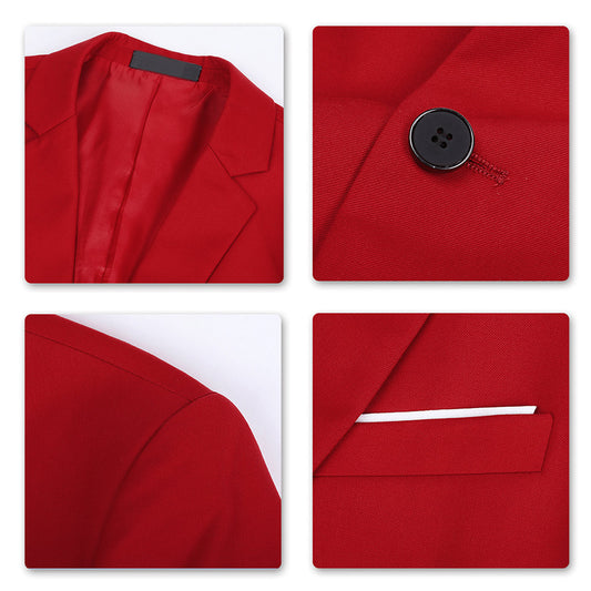 Classic Red Blazer Two Buttons Blazer - Cloudstyle