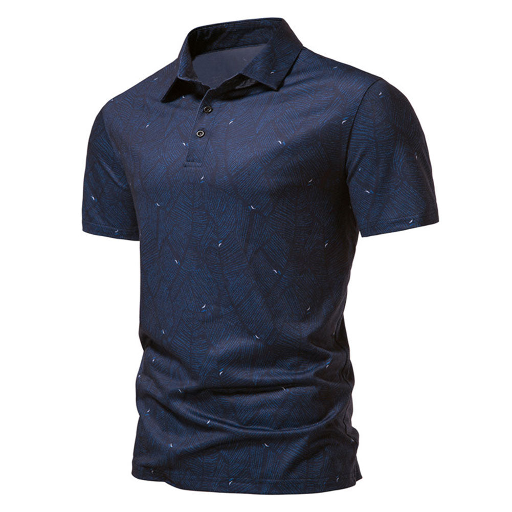 Slim Fit Star Print Polo Navy Shirt