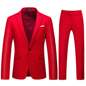 2-Piece Slim Fit Simple Designed Red Suit