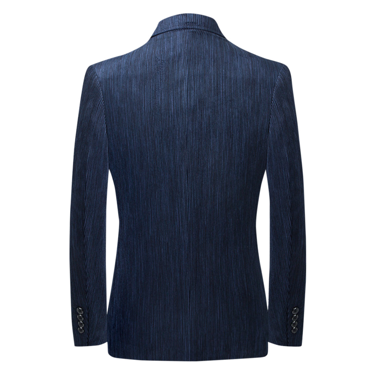 Men's Solid Color Corduroy Two Button Blazer Dark Blue