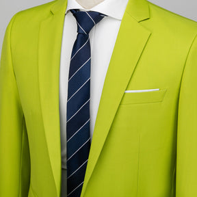 2-Piece Mens Suit Solid Color Formal Business One Button Suit Grass Green