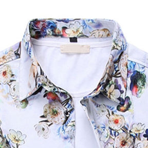 Slim Fit Multi-Color Pear Blossom Shirt White