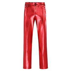 Slim Fit Hot Stamping Shiny Red Pants