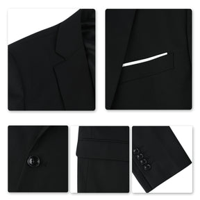 Mens 2-Piece Slim Fit Two Button Black Suit