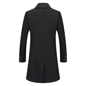 Mens Solid Color Casual Coat Black
