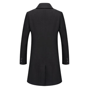 Mens Solid Color Casual Coat Black