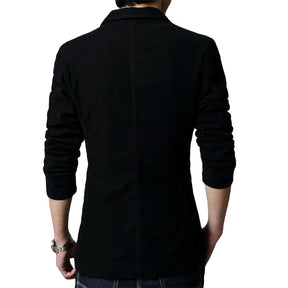 Cotton Black Jacket Two-Button Casual Blazer