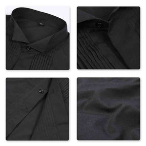 Slim Fit Dress Shirt Black with 2 bow ties