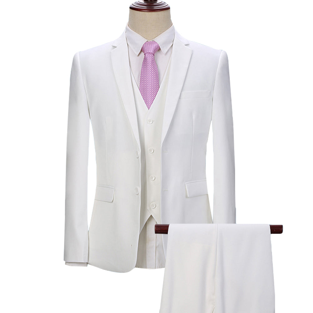 Three Piece White Dress Suit Slim Fit Business Suit