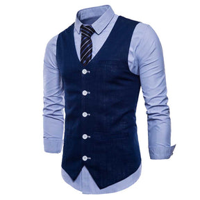 Slim Fit Skinny Dress Vest Navy