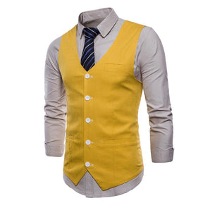 Slim Fit Skinny Dress Vest Yellow