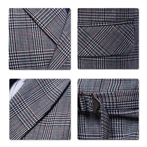 Men's Plaid Vests Stripes Business Slim Fit Vests Grey