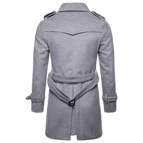 Men's Regular Fit Winter Overcoat Long Wool Coat with Belt