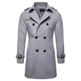 Men's Regular Fit Winter Overcoat Long Wool Coat with Belt