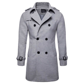 Men's Regular Fit Winter Overcoat Long Wool Coat with Belt