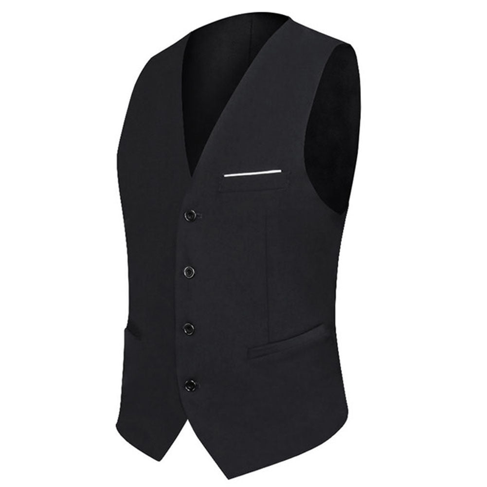 Men's Slim Fit Single Breasted Vest Black
