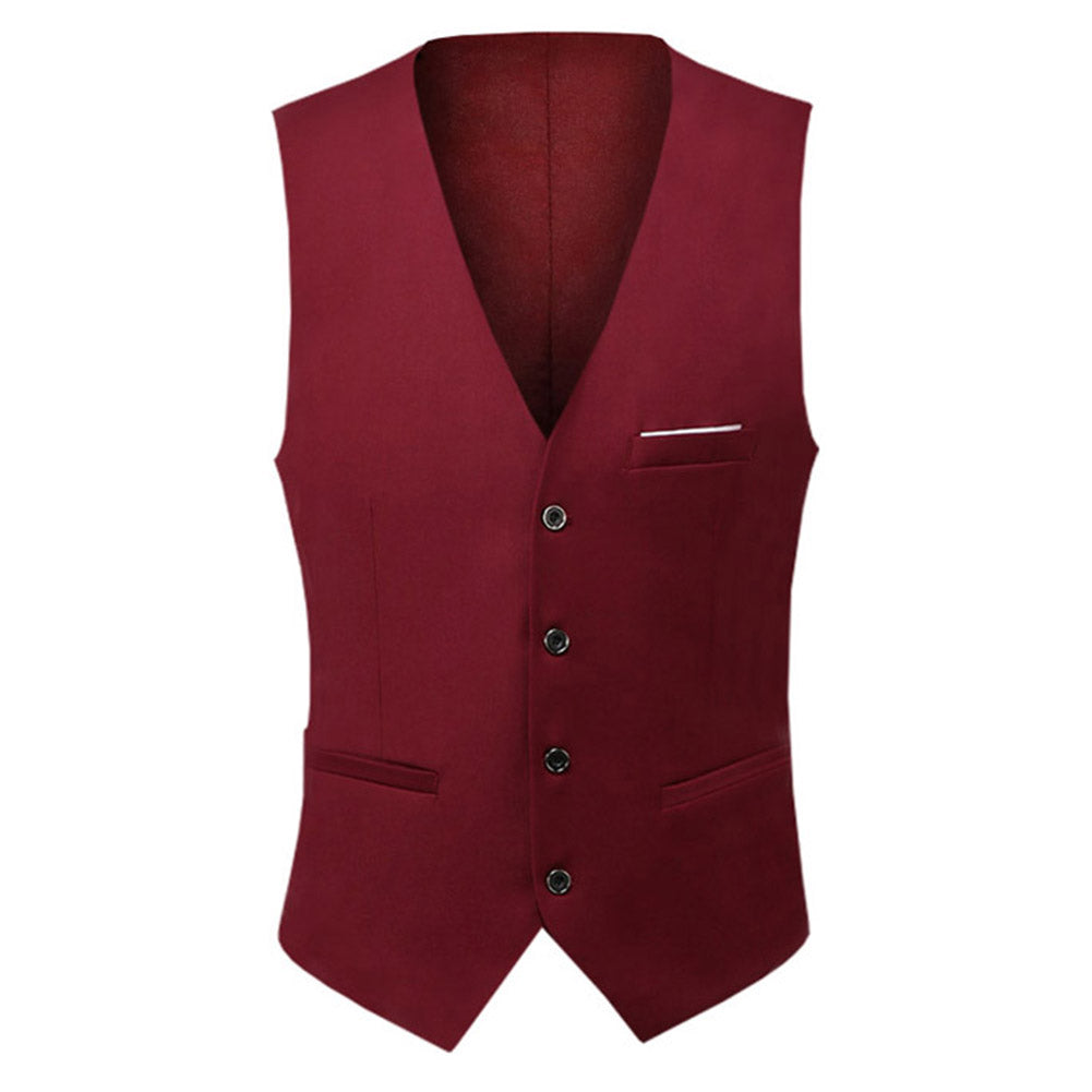 Men's Slim Fit Single Breasted Vest Red