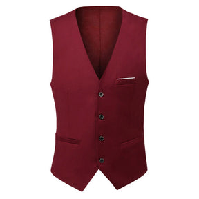 Men's Slim Fit Single Breasted Vest Red