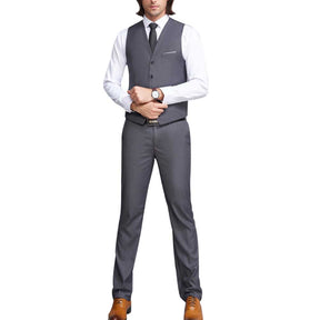 Men's Slim Fit Single Breasted Vest Grey