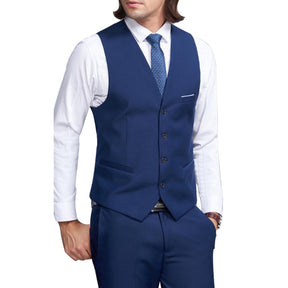 Men's Slim Fit Single Breasted Vest Blue