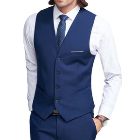 Men's Slim Fit Single Breasted Vest Blue