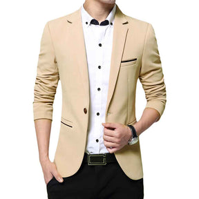 Men's Suit Jacket Slim Fit Coat Business Daily Blazer Kahki
