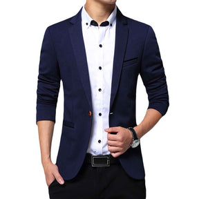 Men's Suit Jacket Slim Fit Coat Business Daily Blazer Dark Blue