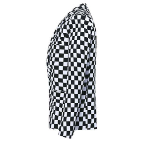 Checkerboard Print Blazer Slim Fit Plaid Blazer