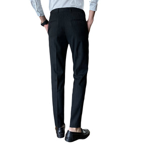 Men's Stripe Pants Casual Slim Fit Trousers Dress Pants